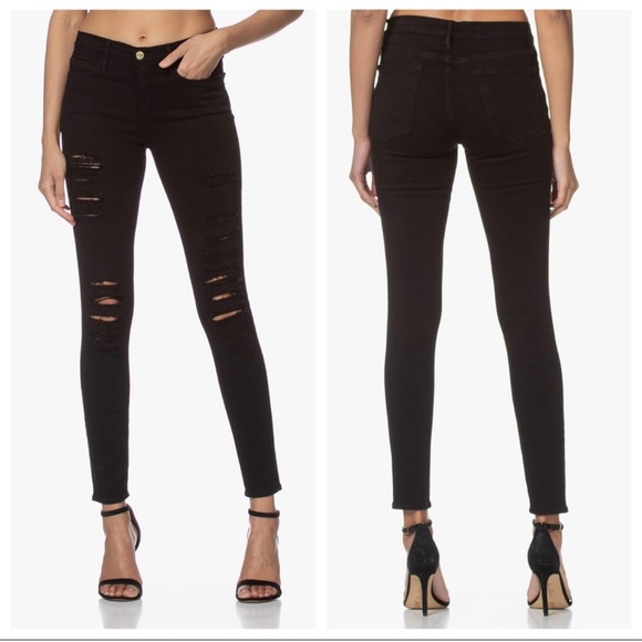 Frame Denim Denim - FRAME Le Skinny de Jeanne Ripped Jeans - Film Noir Size 29